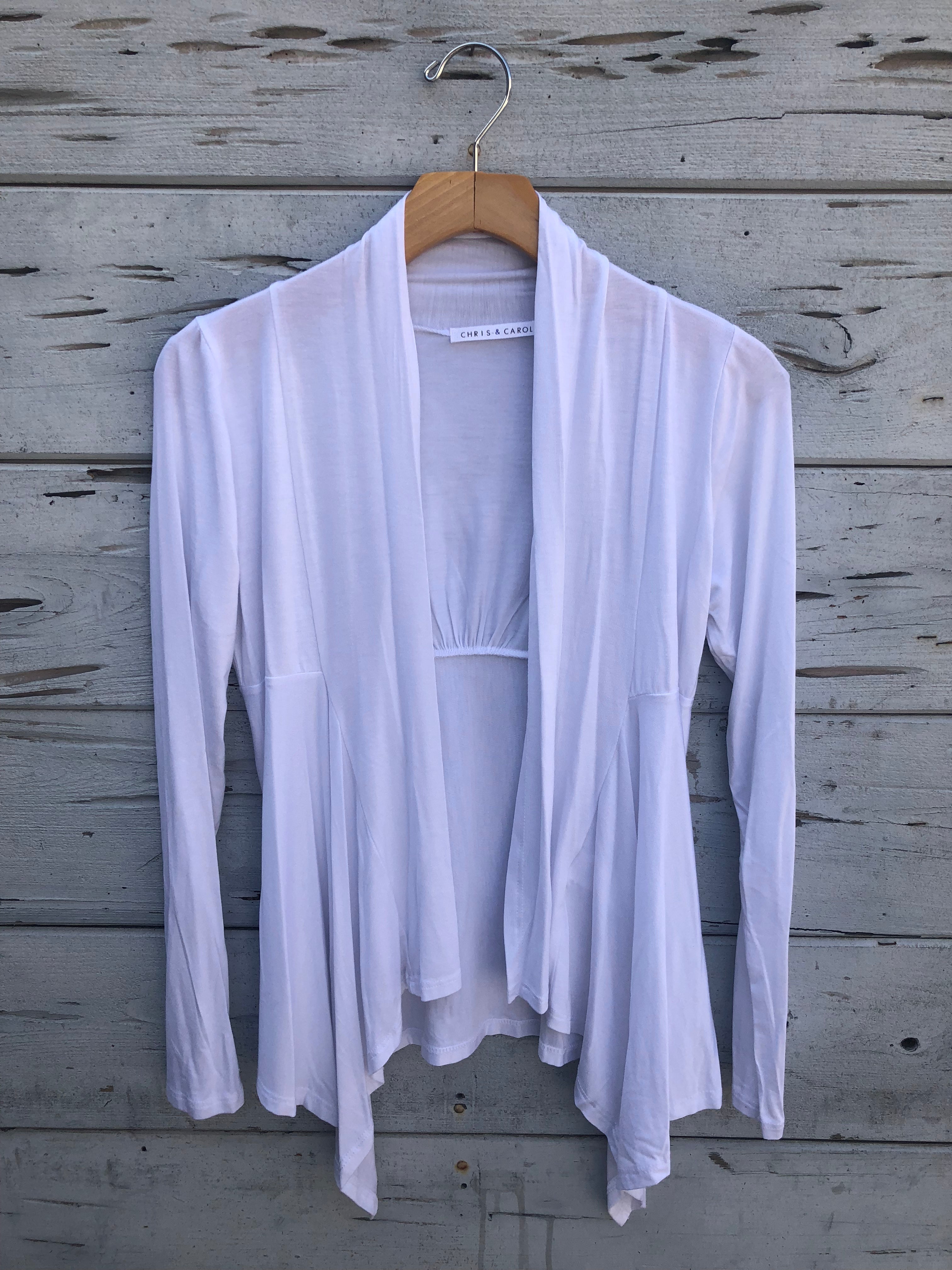 white flowy cardigan