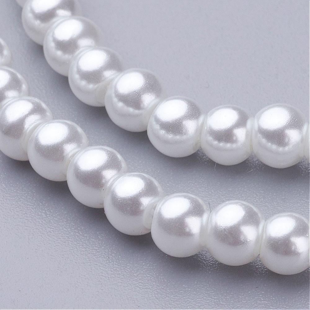 4MM White Glass Pearls 16 (1 dozen strands)