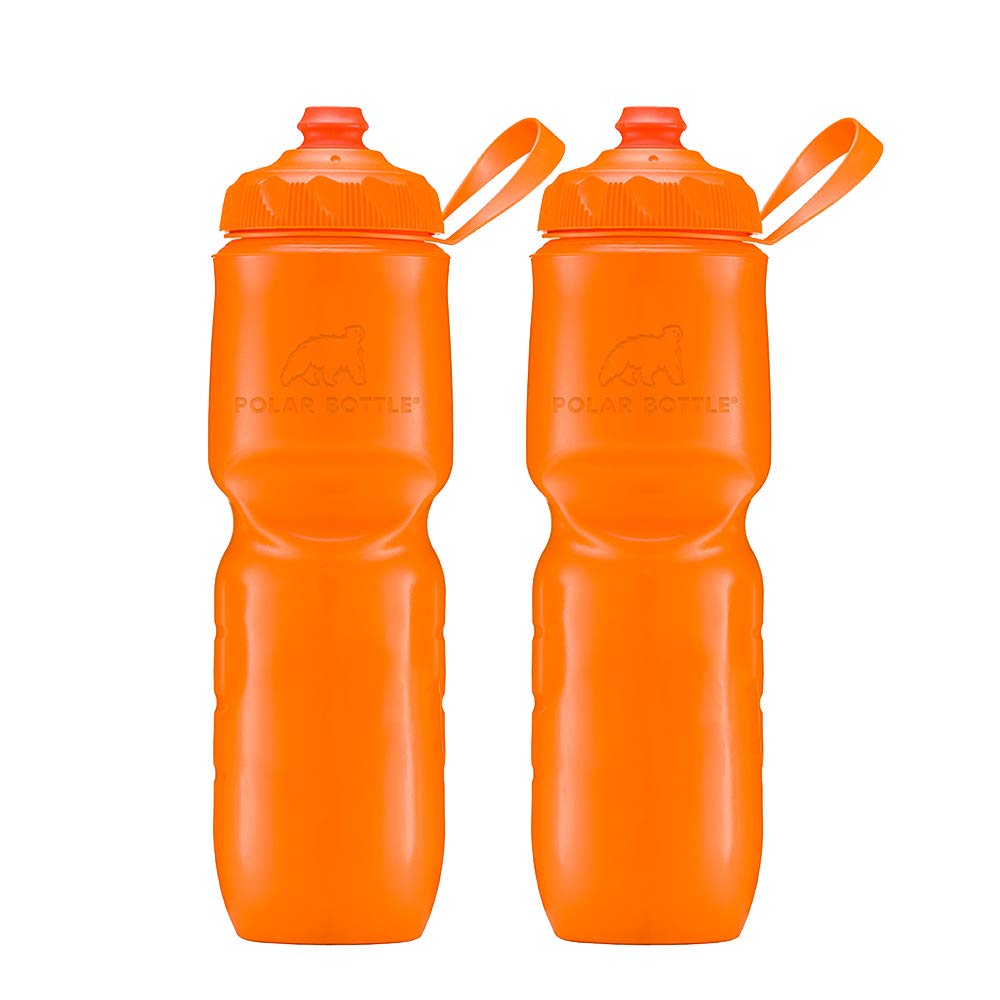 orange water bottle cycling