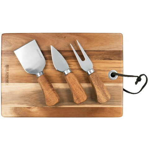 Rectangle Cheese Board with 3 Knives Acacia | Peer Sorensen | Matchbox