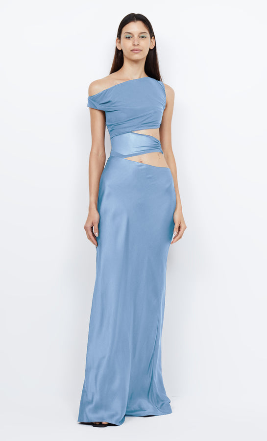 WHORL ASYM MAXI DRESS - MERIDIAN BLUE – BEC + BRIDGE AU