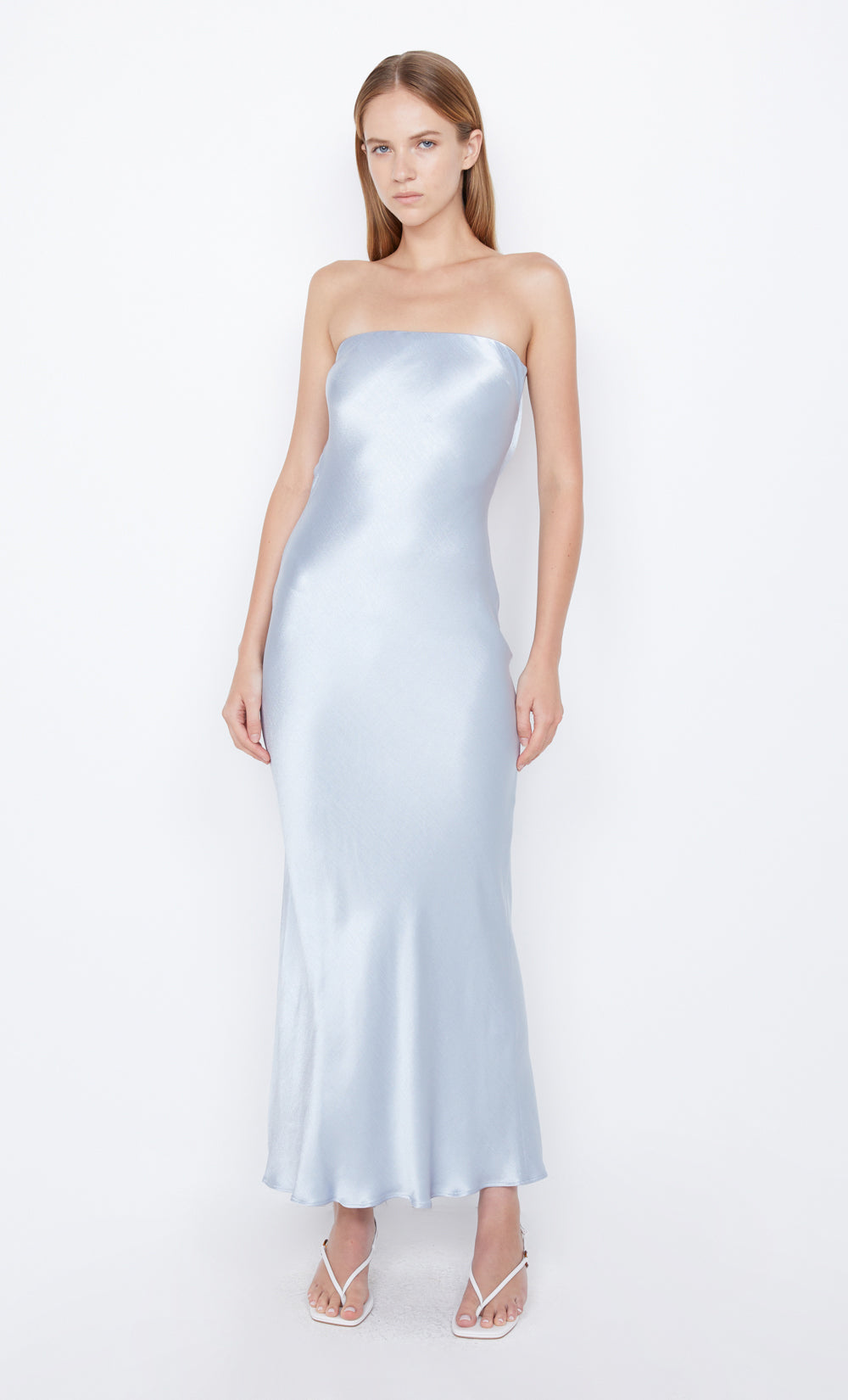 MOON DANCE STRAPLESS DRESS - DUSTY BLUE – BEC + BRIDGE US