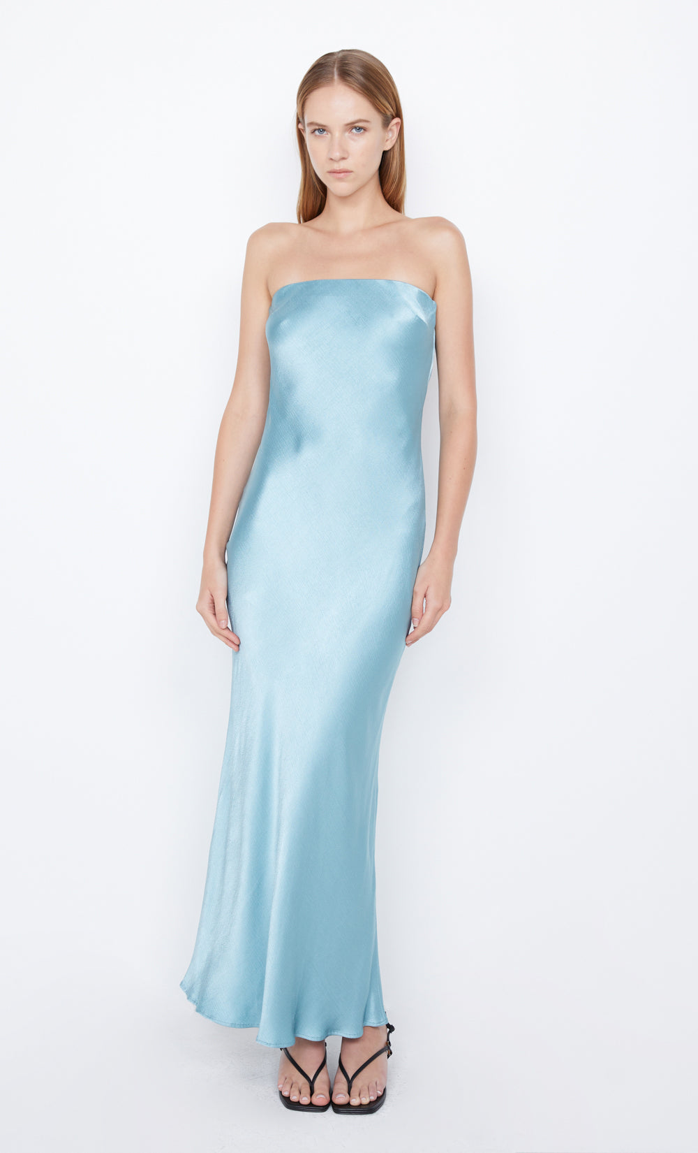 Strapless Satin Slip Maxi Dress