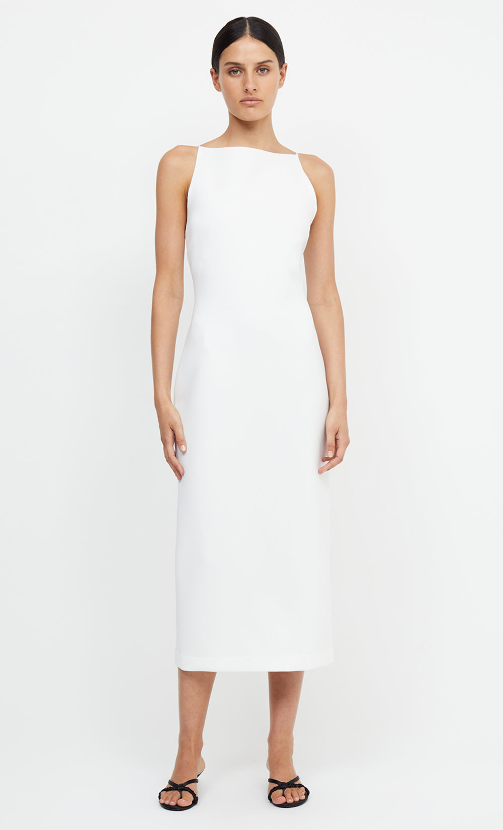 White dress deals boat neck