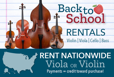 Back to School Orchestra Rentals and Nationwide Violin and Viola Rentals.