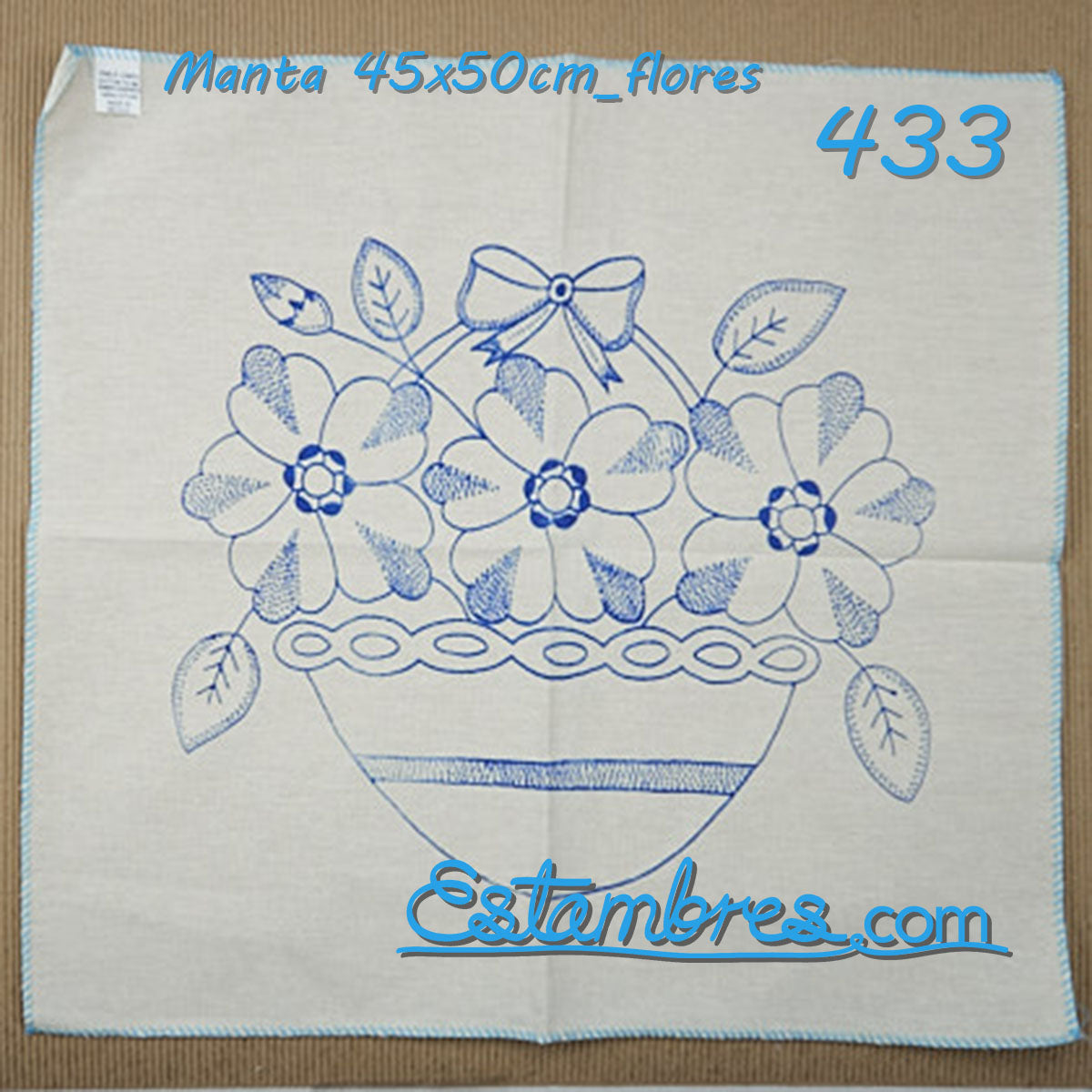 Flores - Manta 45x50cm, Cojin en Manta para Bordar, Servilleta para Bordar, S