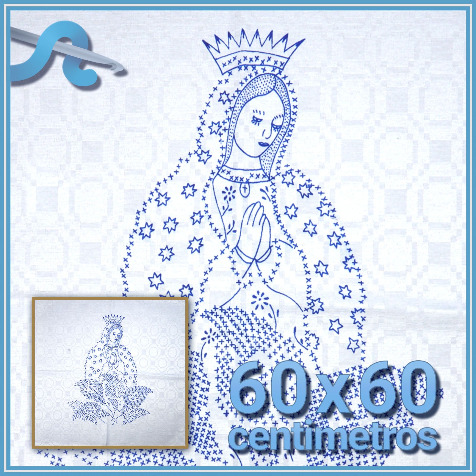 Virgen - Manta 45x50cm para Bordar, Esquemas en Manta para Bordar, Servilleta