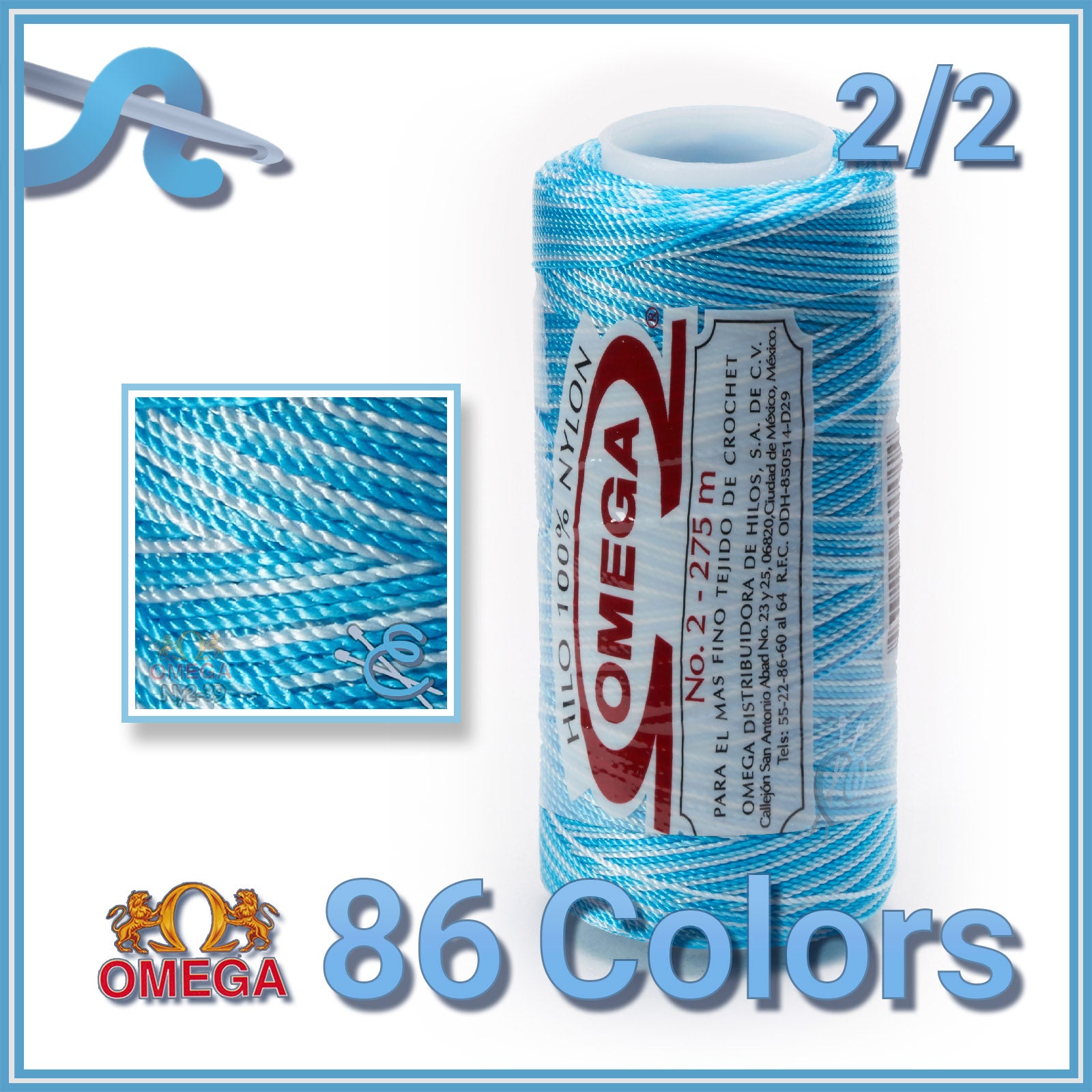 Hilo Omega #3 Metallic (Nylon-90%, Polyester 10%)180meters