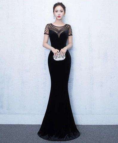 black velvet long dress