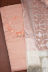 Peach Colour Unstitched Dress Material -Dress Material- Just Salwars