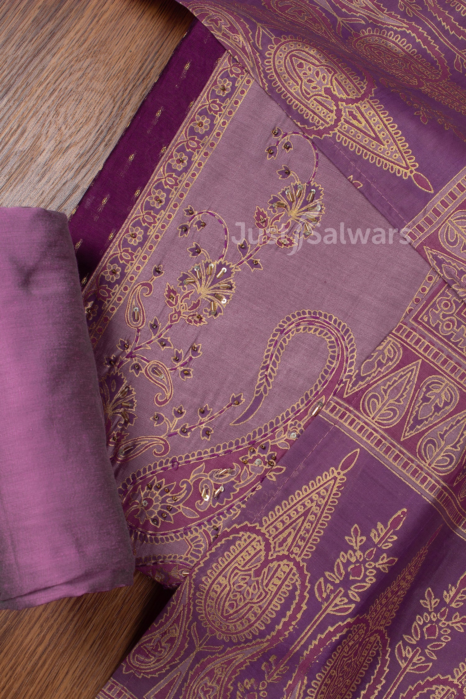 Purple Colour Tissue Silk Unstitched Dress Material – Just Salwars