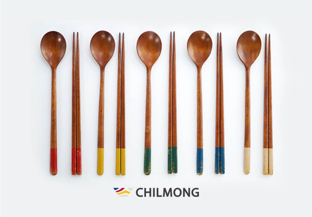 [Chilmong] Korean Ottchil Wooden Chopstick Set - Colored