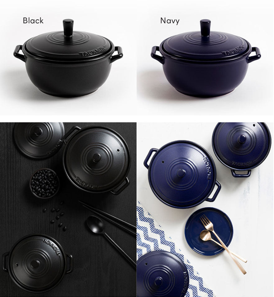 Tackaon Black Ttukbaegi (Korean Clay pot) with Steamer Set - The