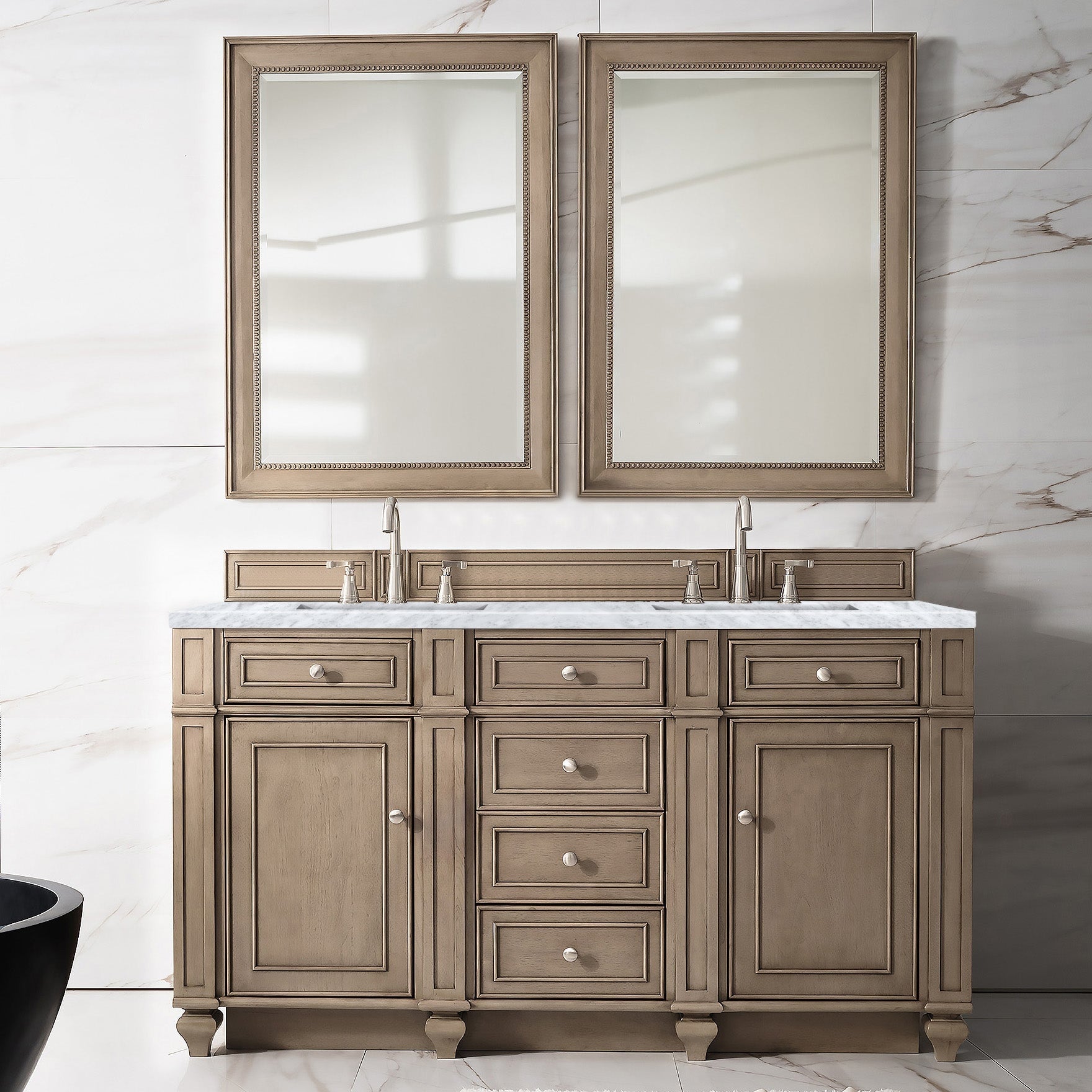 Bristol 60" Double Vanity in Whitewashed Walnut