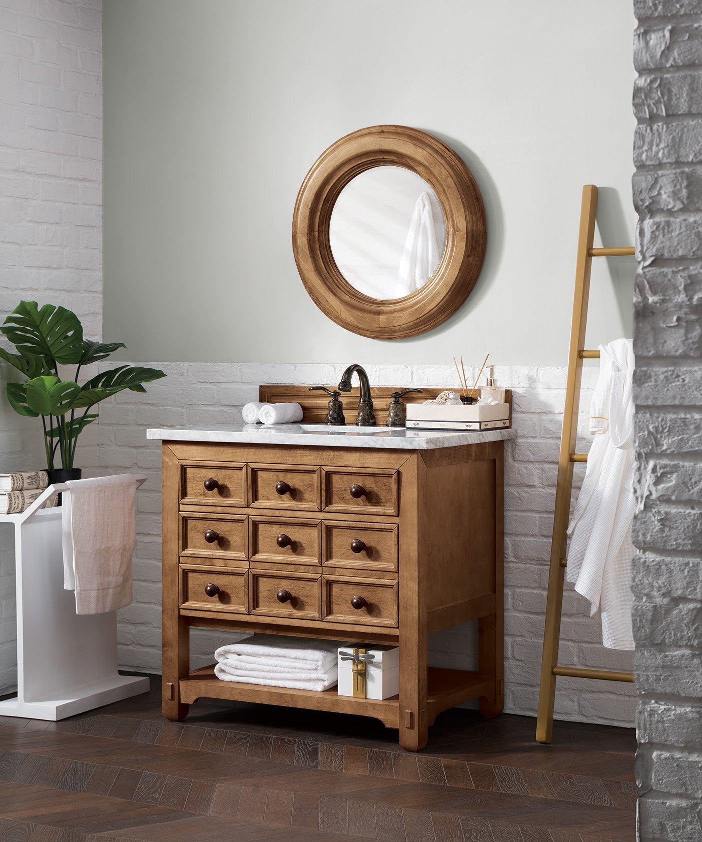 single bathroom sink with cabinet