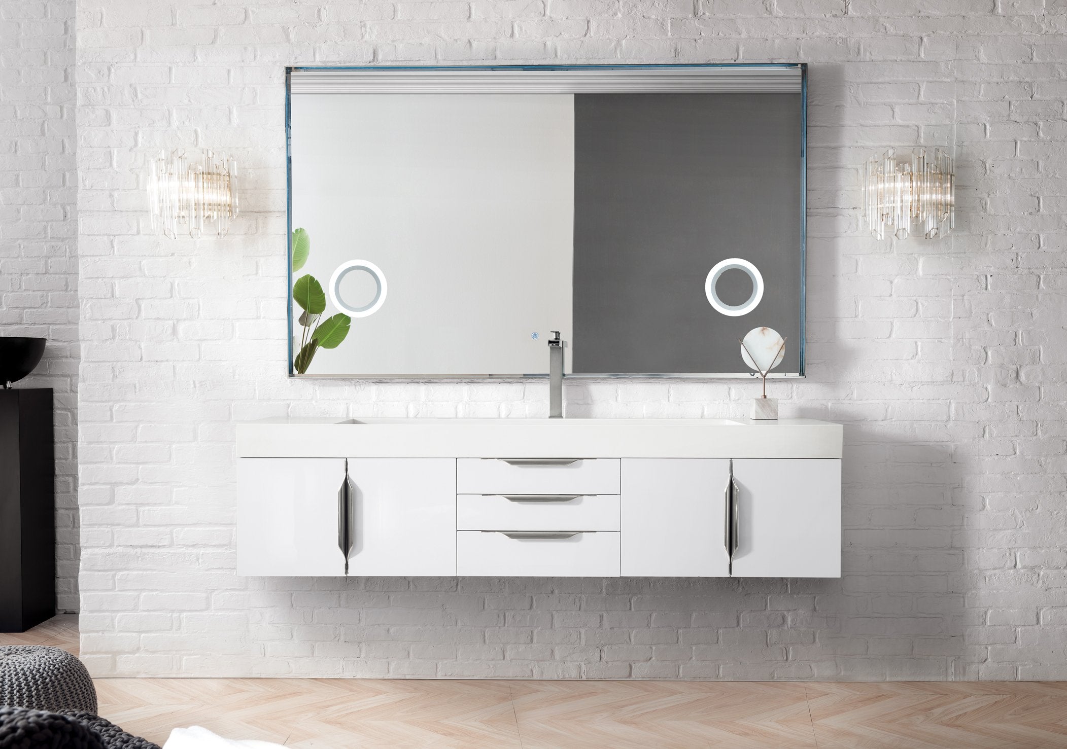 Glossy White Bathroom Vanity