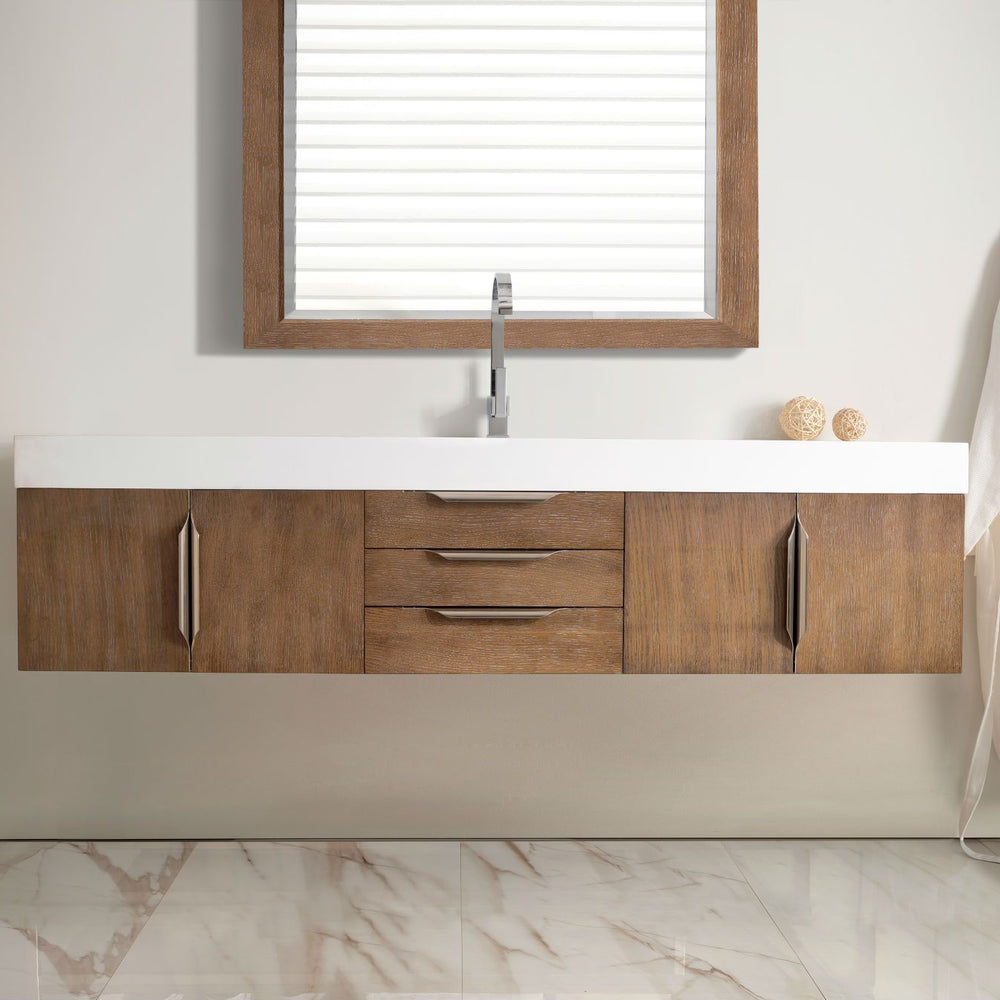  Mercer Island 48 Single Vanity, Latte Oak, Radiant Gold w/Dusk  Grey Glossy Composite Top : Tools & Home Improvement