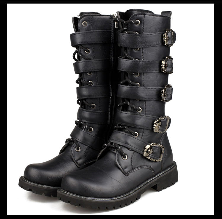 skull buckle boots