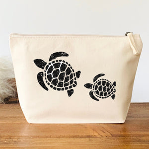 Turtle Makeup Bag, Organic Canvas Pouch