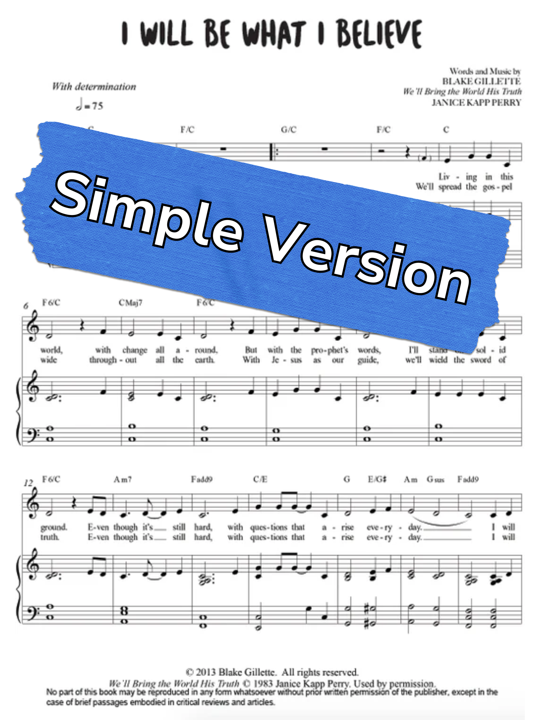 I Will Be What I Believe Sheet Music and Mp3 Downloads