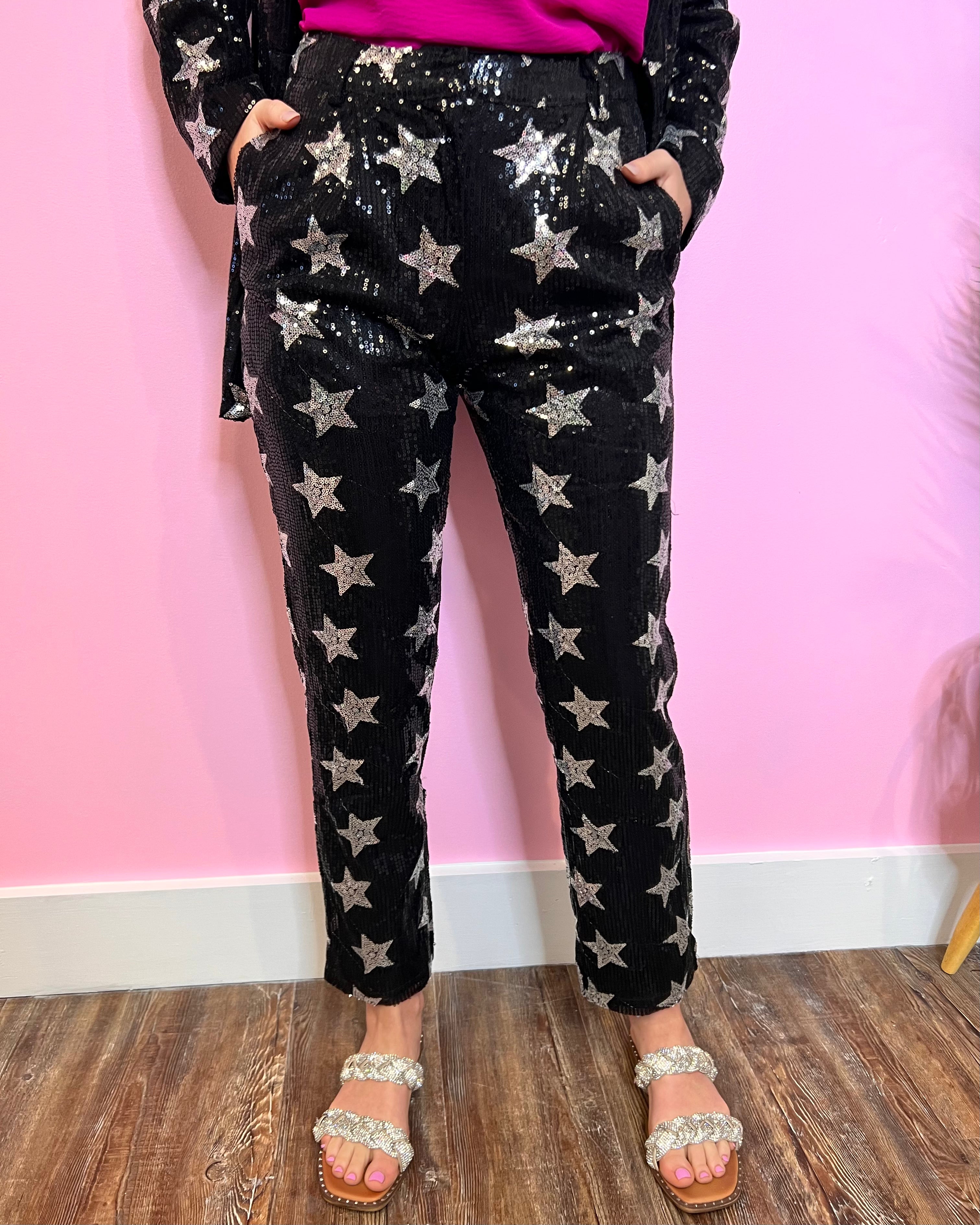 Concert Tour Black Sequin Star Pants