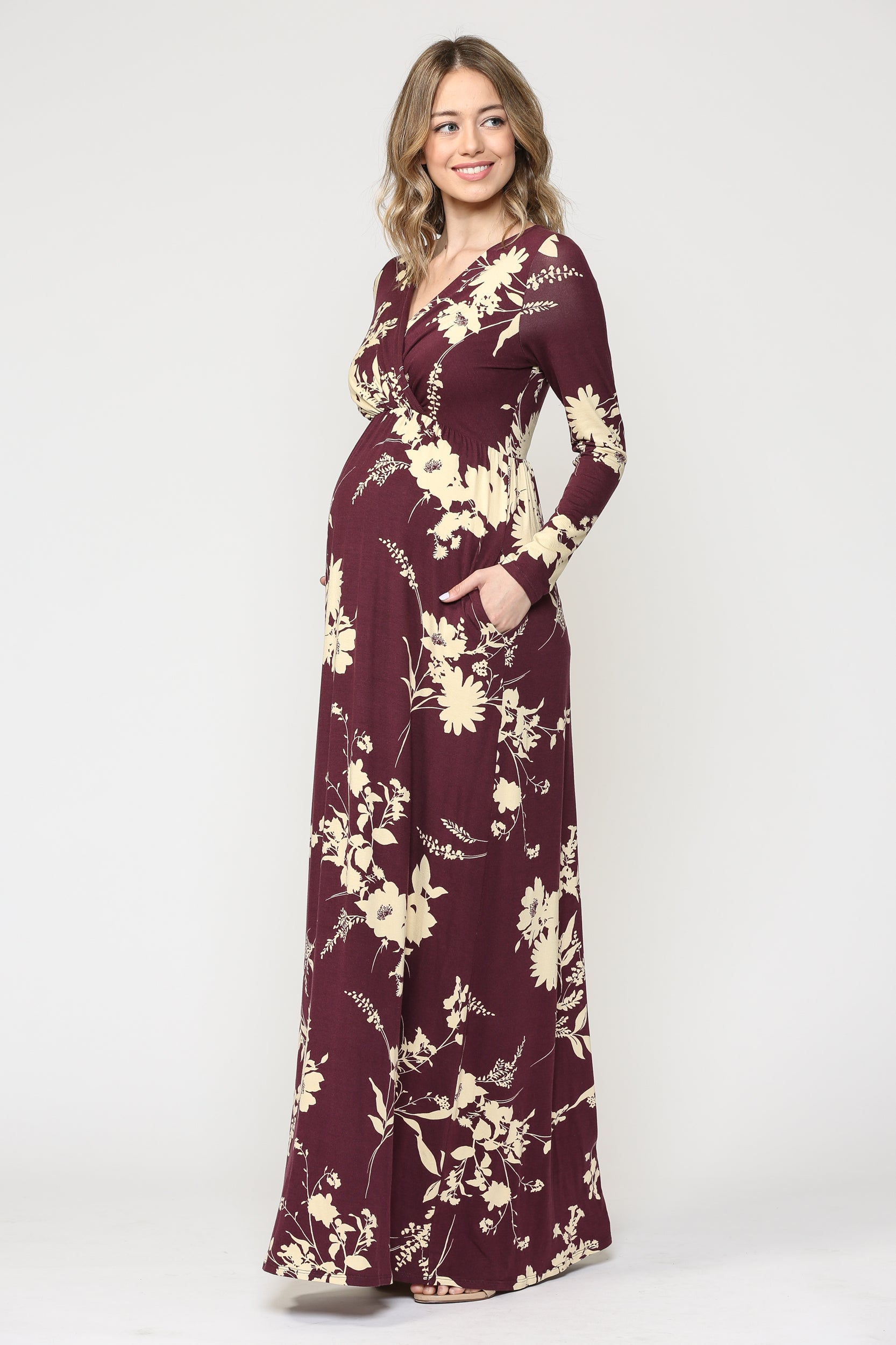 long sleeve nursing maxi dress