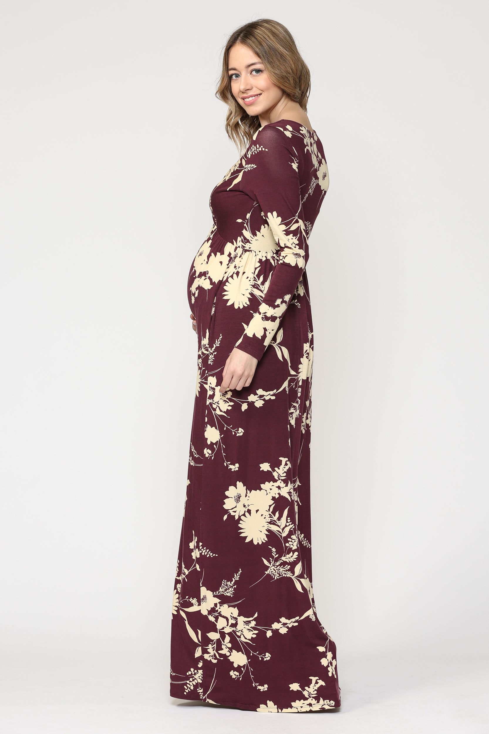 long sleeve nursing maxi dress