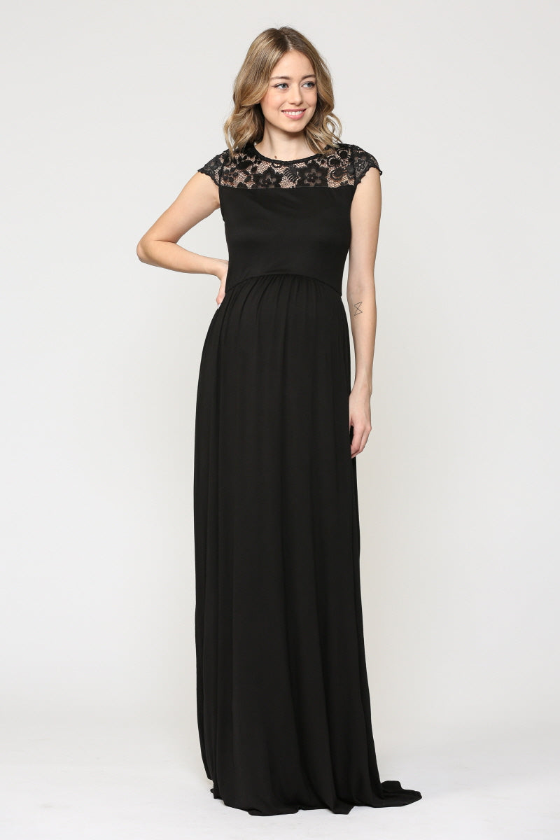 short sleeve maternity maxi dress