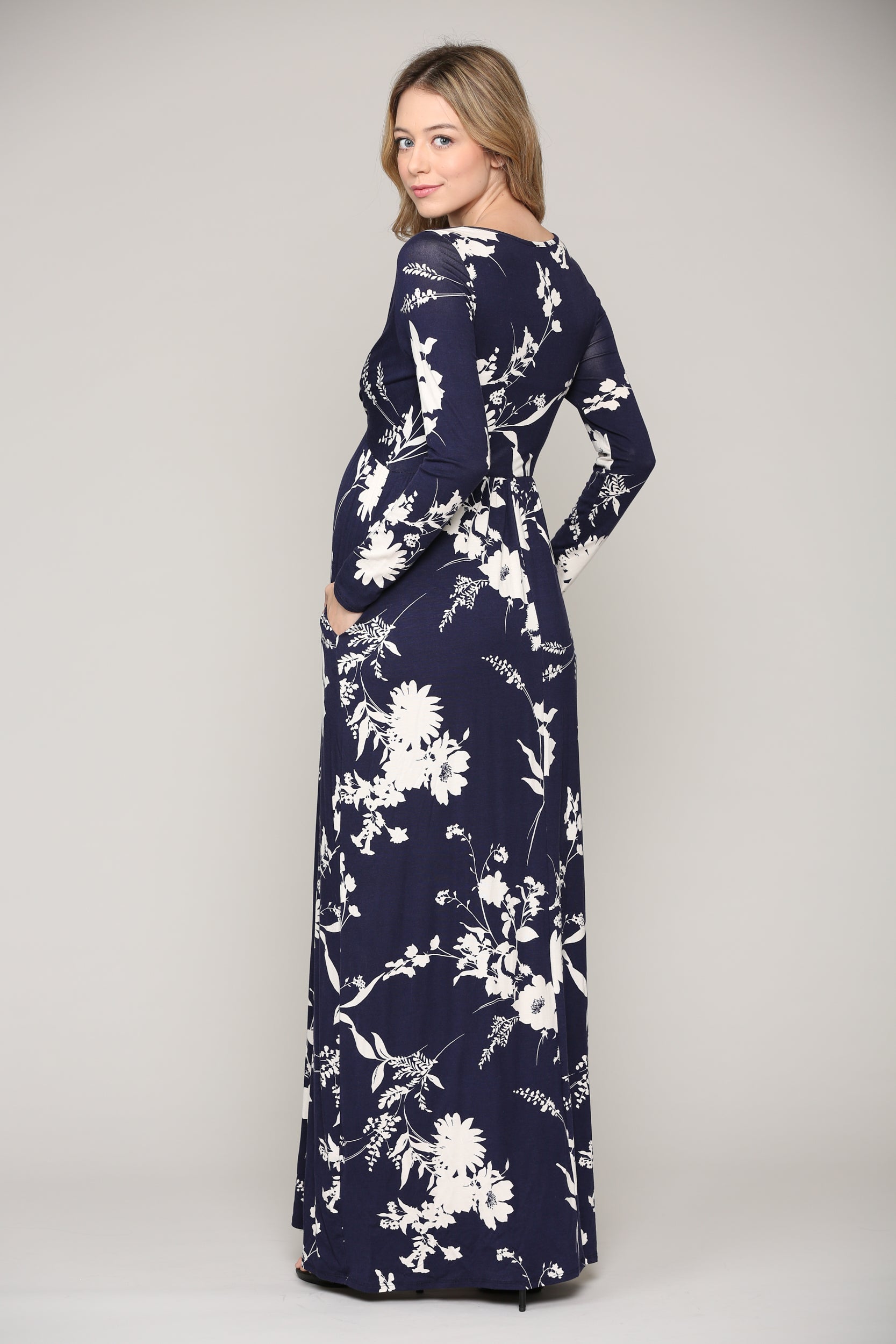 long sleeve nursing maxi dress