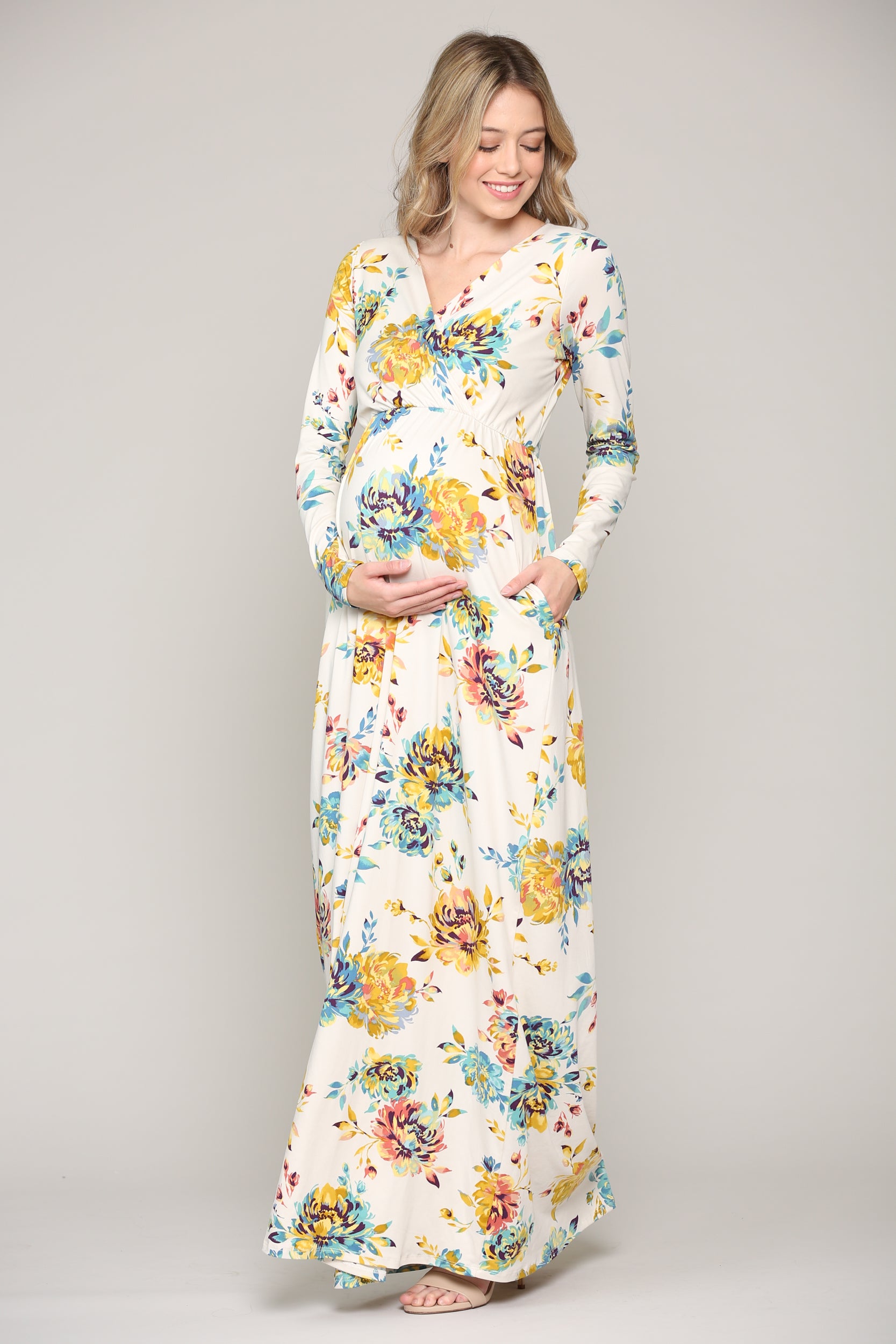 long sleeve nursing maxi dress