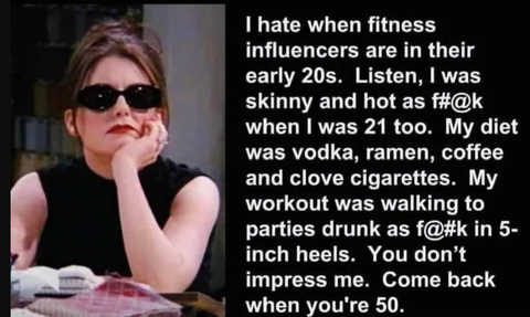 fitness influencers talk to me when you are 50 funny meme body fat