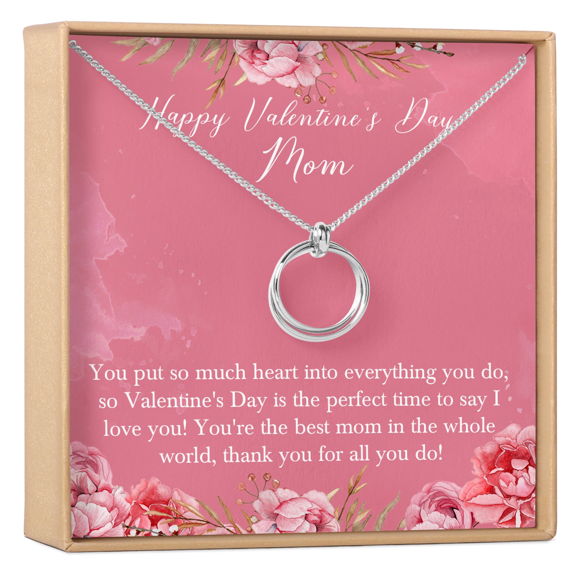 Valentine S Day Gift For Mom Necklace Mother Valentine S Day Birthday Christmas Thank You Love You Present 2 Linked Circles Dear Ava