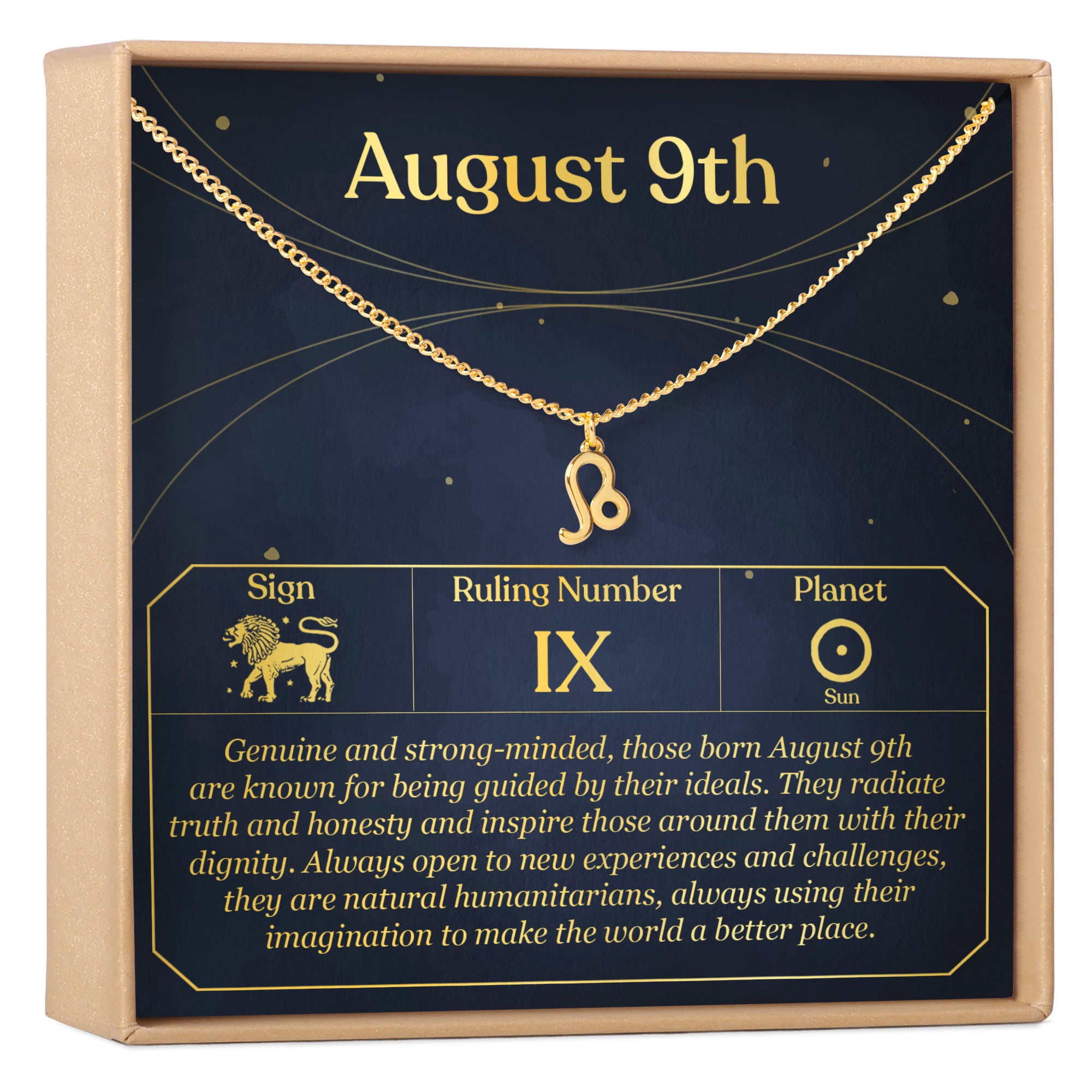 August 9th Necklace Present For Birthday Celebration Gift For Her Leo Dear Ava