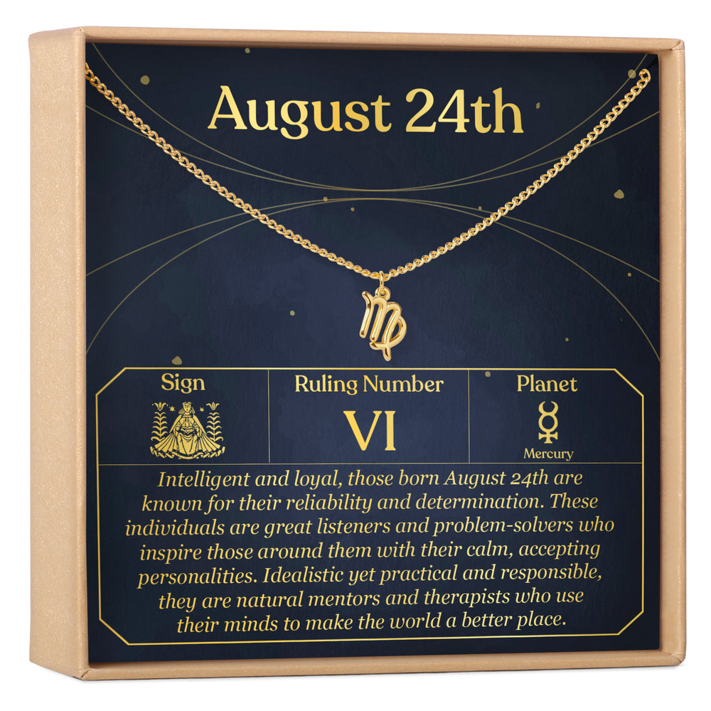 August 24th Necklace Present for Birthday, Celebration, Gift for Her