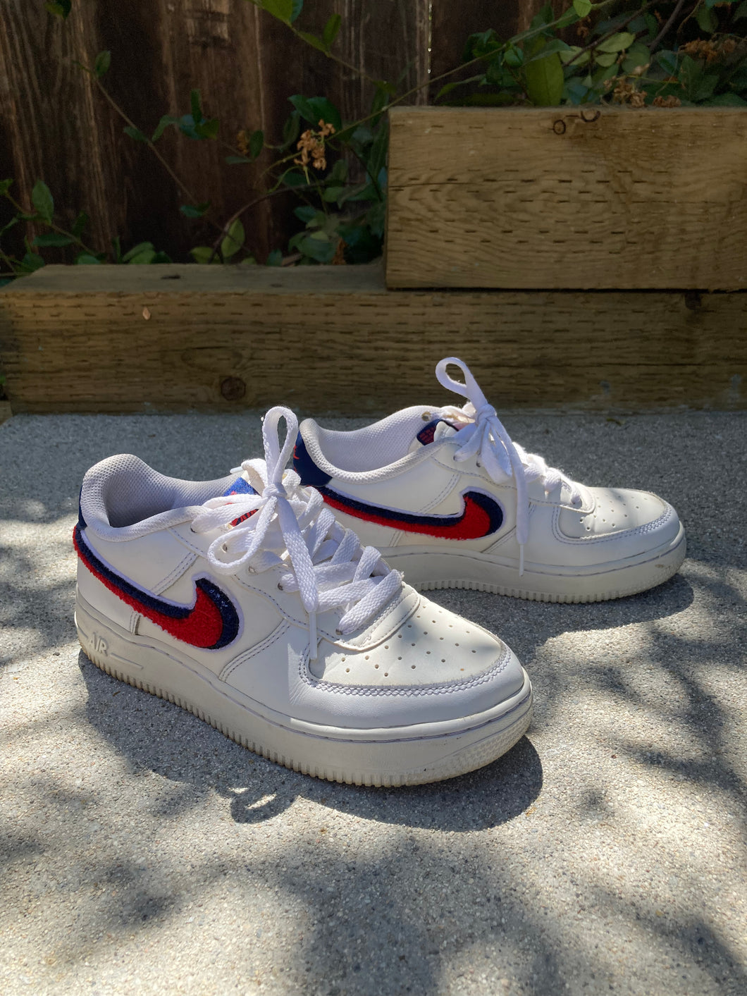 Nike Air Force 1 with and Blue "Chenille size 6.5 – The Curatorial Dept.