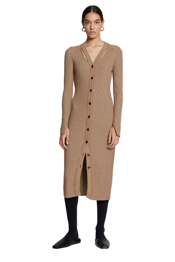 Proenza Schouler buttoned rib-knit dress - Brown