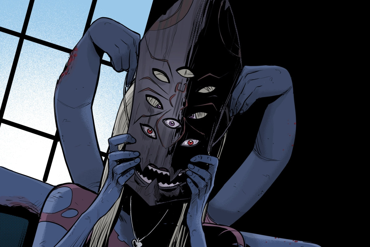 Sara receives a mask as a gift
