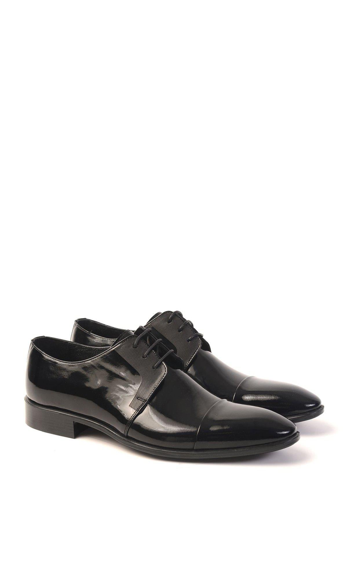 glossy black leather shoes