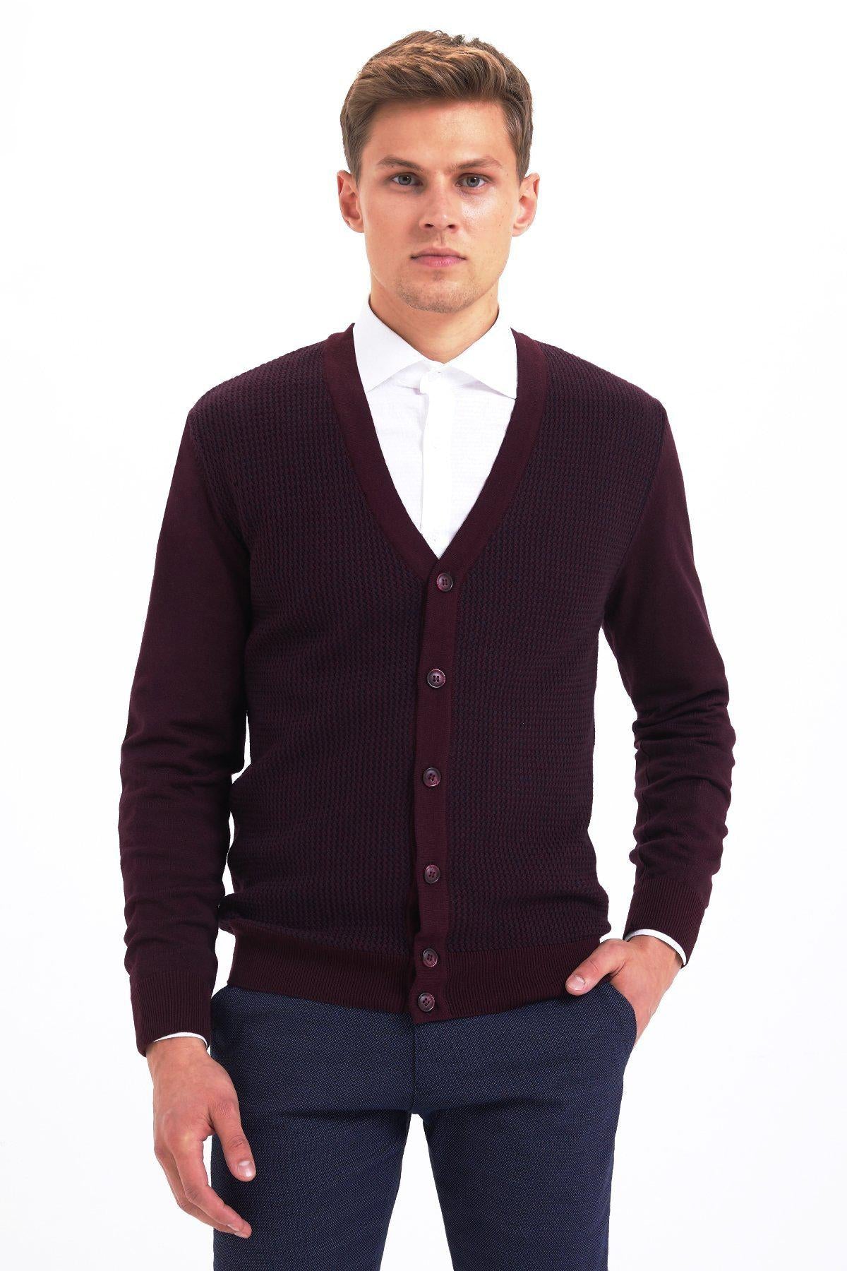 burgundy cardigan