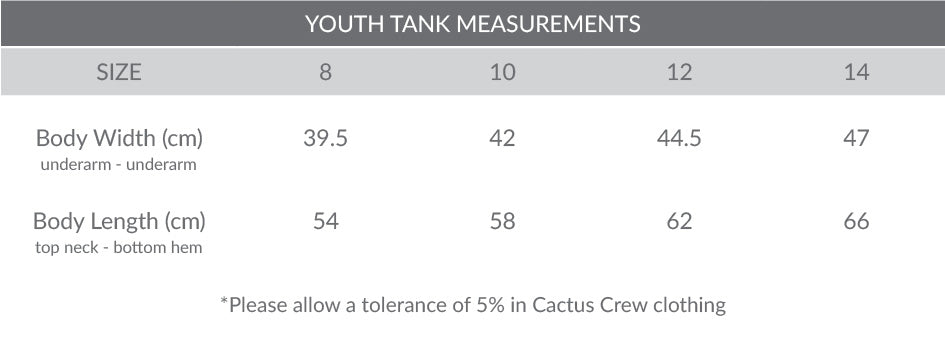 Youth Tank Size