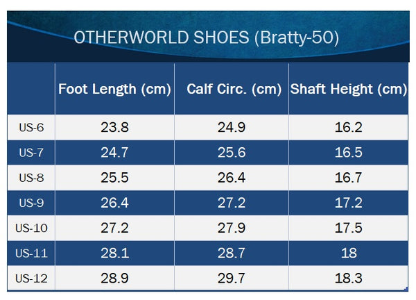 Demonia Bratty-50 Size chart