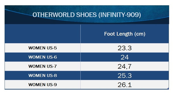 pleaser infinity-909 size chart