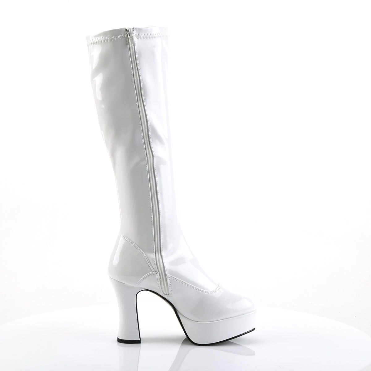 white gogo platform boots