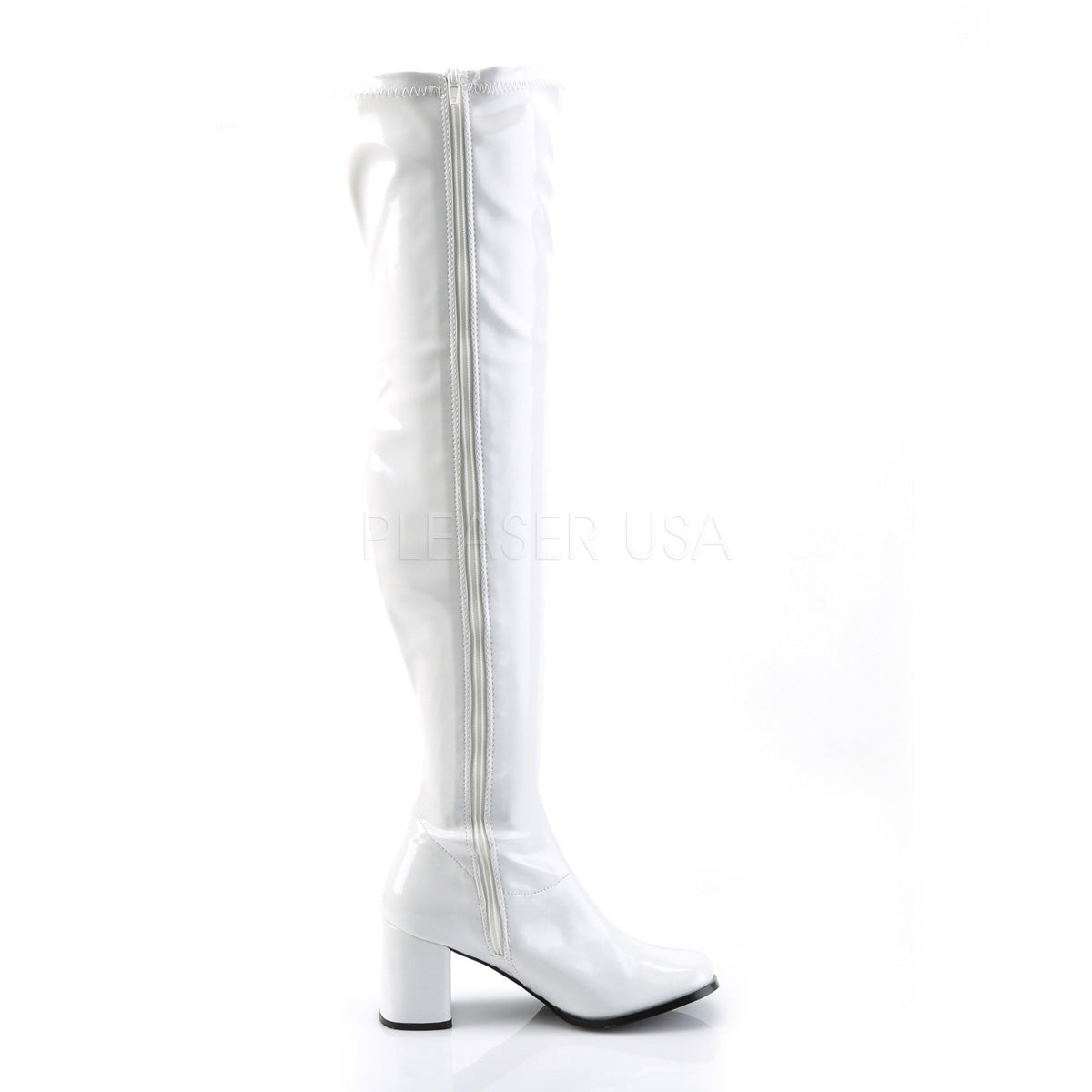 white thigh high gogo boots