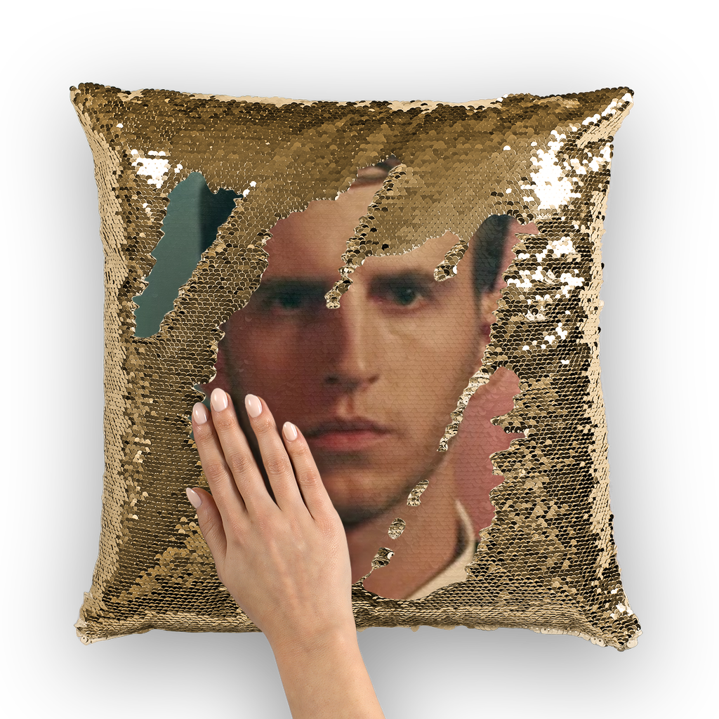 sequin pillow with face