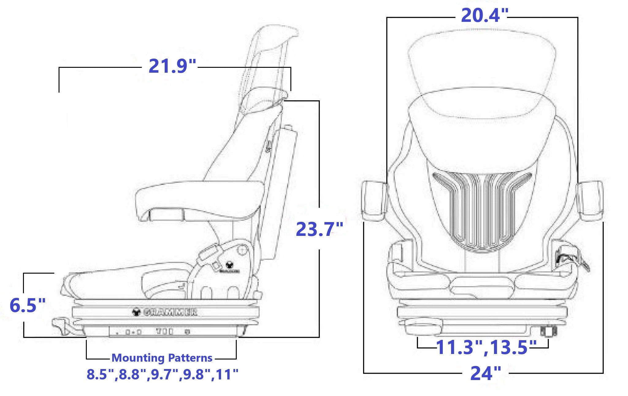 Grammer MSG75/531 Technical Drawing