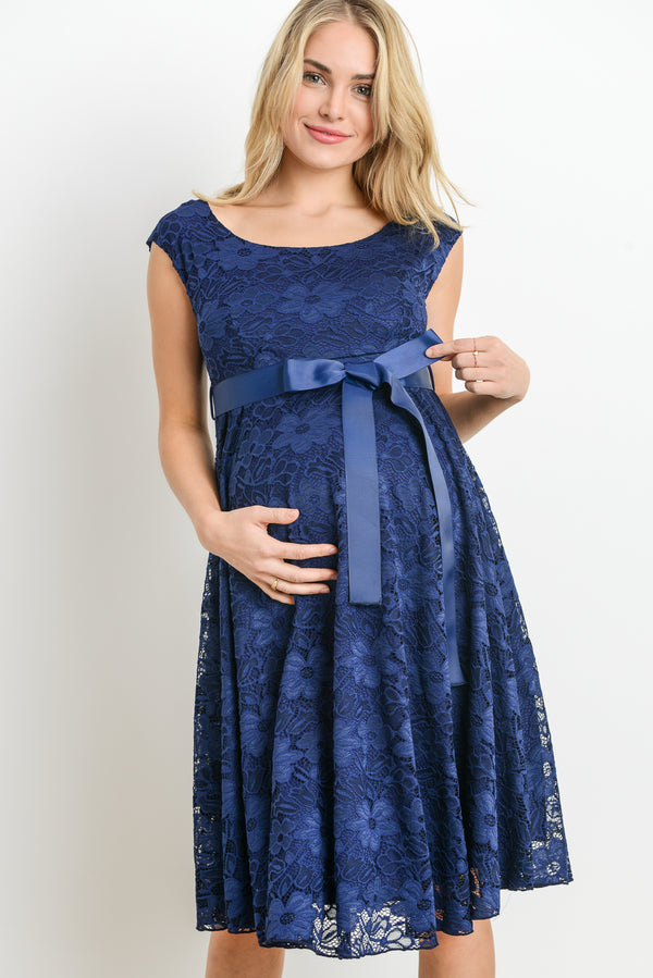 Navy Blue Baby Shower, Evening, Formal Maternity Dress