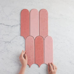 Fitzroy Gloss Mixed Pink Feather Tile