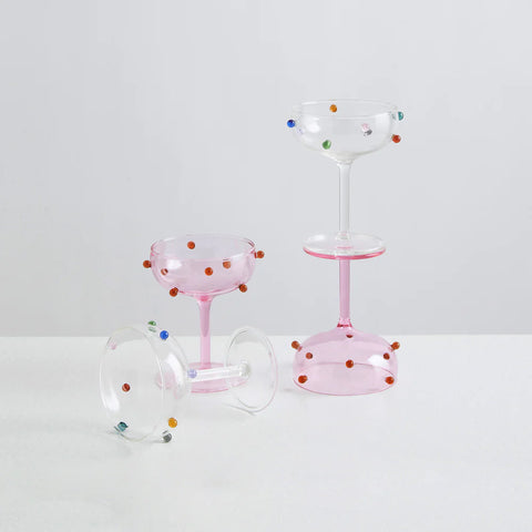 2 CHAMPAGNE COUPES | CLEAR & MULTI