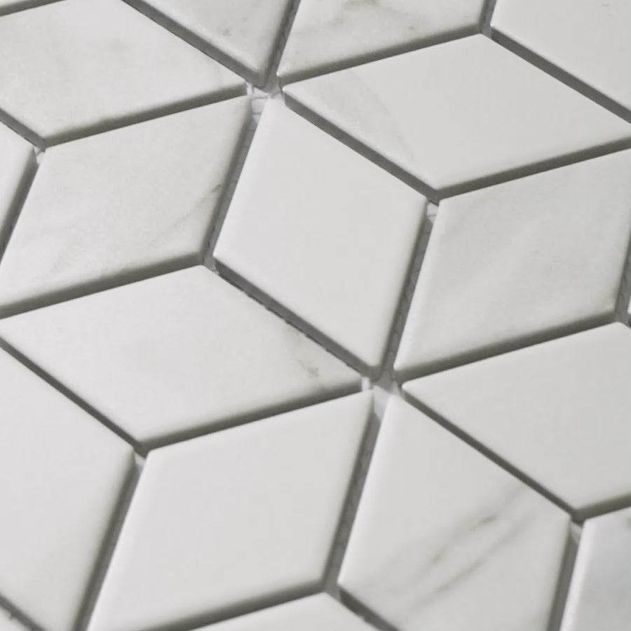 Oakley Cube Carrara Matte Mosaic Tile | TileCloud